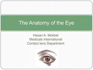 Hasan A. Mokbel
Medicals International
Contact lens Department
The Anatomy of the Eye
 