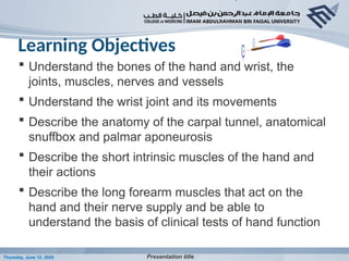 Anatomy lecture - Anatomy of the hand 2019 given by co-ordinator.pptx
