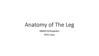 Anatomy of The Leg
MMED Orthopedics
PGY1 Class
 
