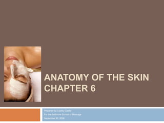 Anatomy of the SkinChapter 6  Prepared by: Lesley Castle For the Baltimore School of Massage September 30, 2009 