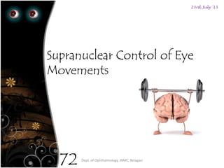23rd July '15
Dept. of Ophthalmology, JNMC, Belagavi
72
Supranuclear Control of Eye
Movements
 