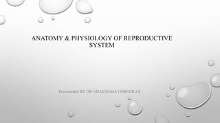 ANATOMY & PHYSIOLOGY OF REPRODUCTIVE
SYSTEM
Presenteded BY DR NDAYISABA CORNEILLE
 