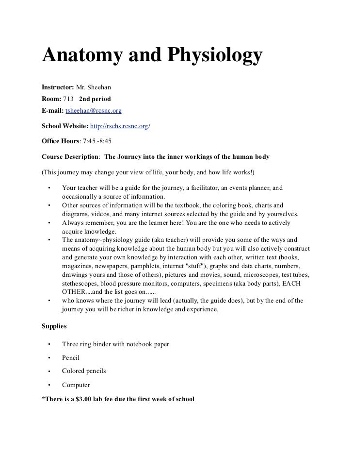 Anatomy syllabus