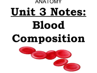 ANATOMY

Unit 3 Notes:
Blood
Composition

 