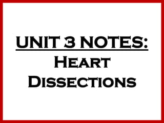 UNIT 3 NOTES:
Heart
Dissections

 