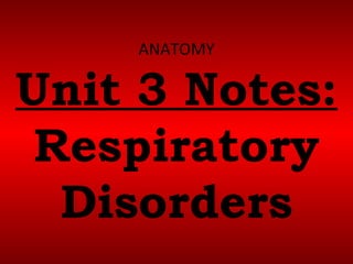 ANATOMY

Unit 3 Notes:
Respiratory
Disorders

 