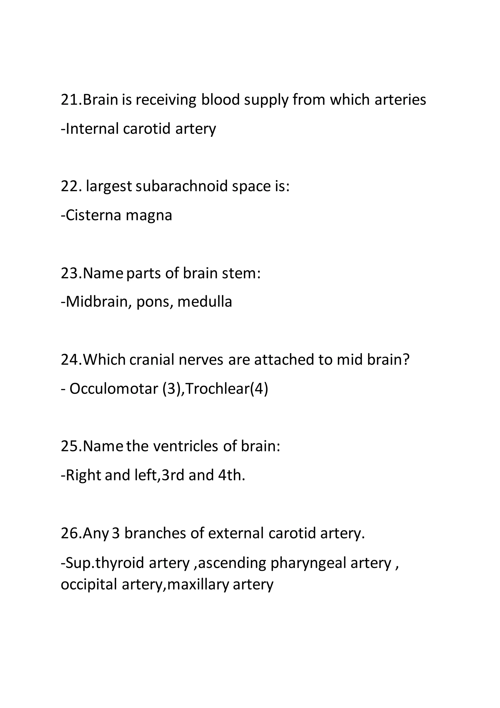 Anatomy viva questions and one liners with answers Question bank. PDF