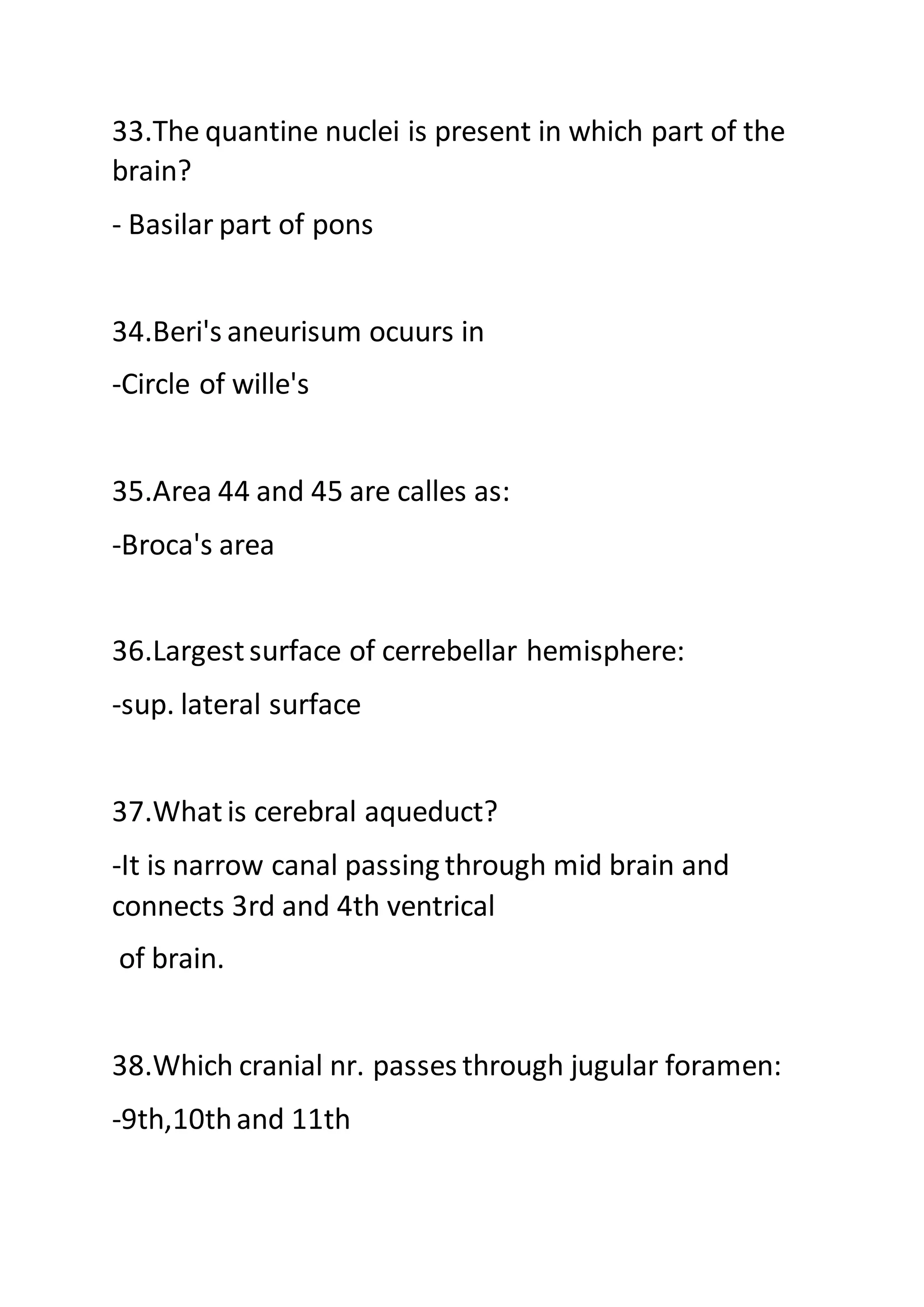 Anatomy viva questions and one liners with answers Question bank. PDF
