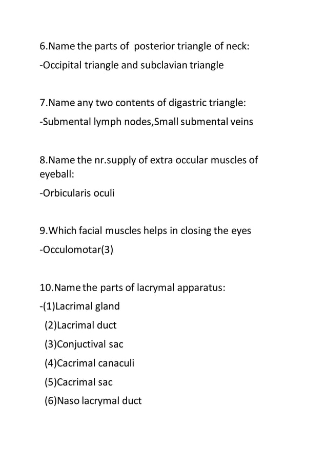 Anatomy viva questions and one liners with answers Question bank. PDF