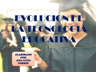 EVOLUCION DE
LA TECNOLOGIA
EDUCATIVA
ELABORADO
POR:
ANA LUCIA
TORRES.
 