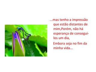 ...mas tenho a impressão que estão distantes de mim,Porém, não há esperança de consegui-los um dia, Embora seja no fim da minha vida... 