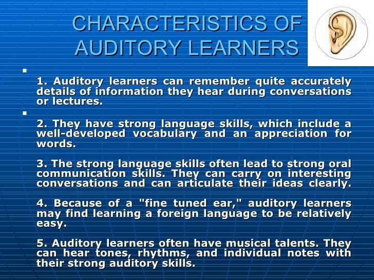 websters definition of auditory learner