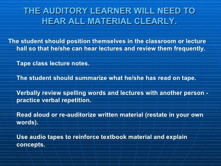websters definition of auditory learner