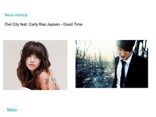 Nova música:

Owl City feat. Carly Rae Jepsen - Good Time




 Menu
 