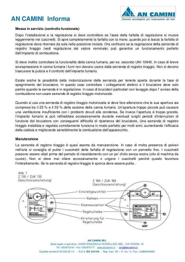 Montaggio regolatore di tiraggio