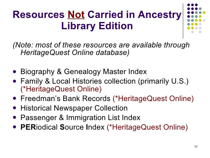 Getting Started with Ancestry Library Edition