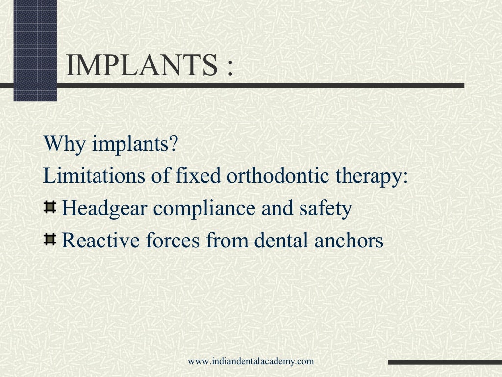 Anchorage in orthodontics