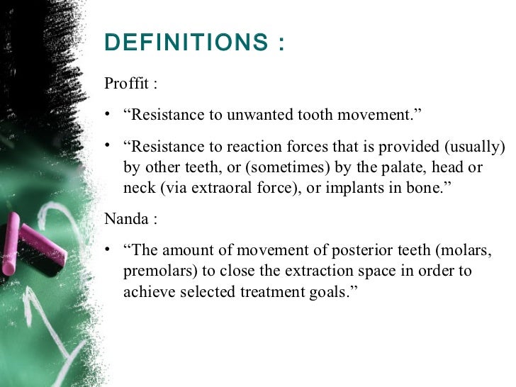 Anchorage in orthodontics