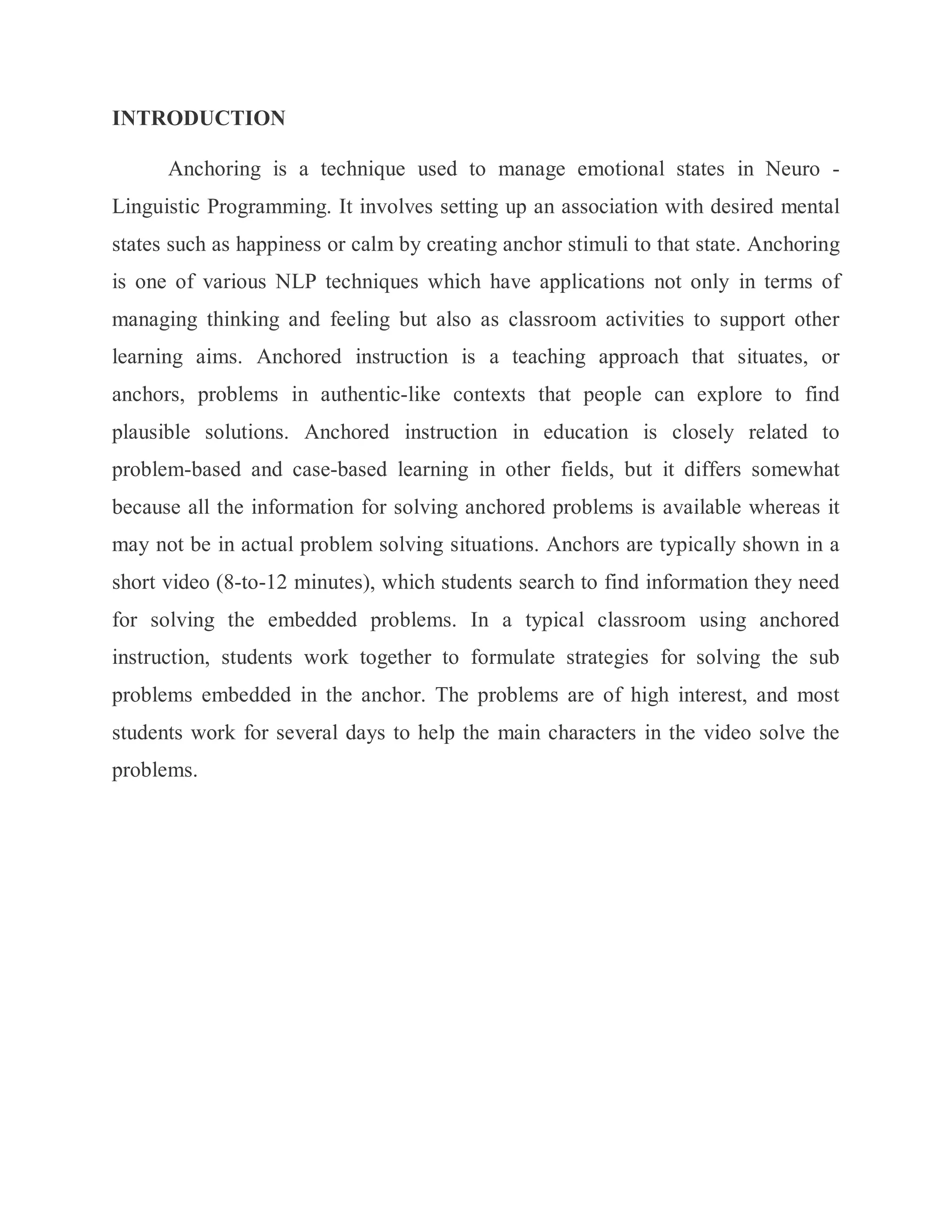 Anchoring | PDF