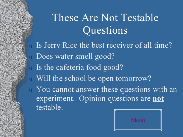the scientific method examples of scientific questions