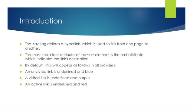 Anchor Html Presentation