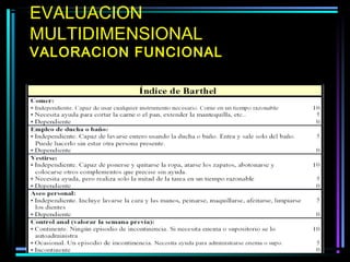 EVALUACION
MULTIDIMENSIONAL
VALORACION FUNCIONAL
 