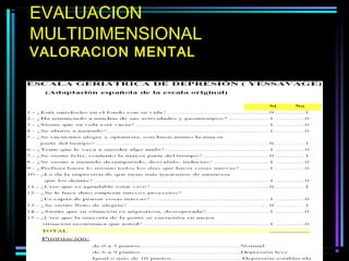 EVALUACION
MULTIDIMENSIONAL
VALORACION MENTAL
 