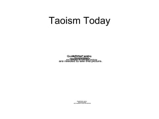Taoism Today 