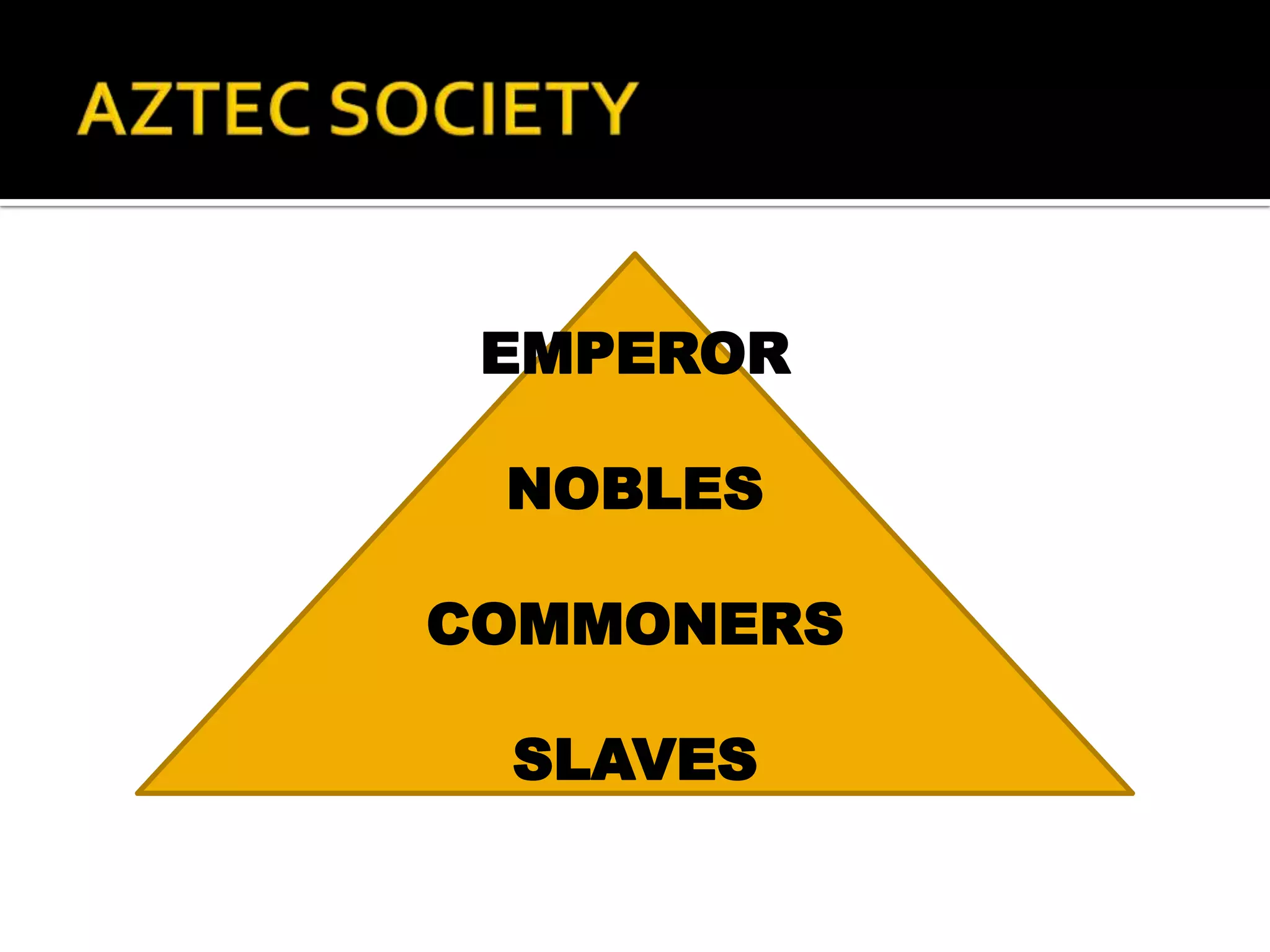 AZTEC SOCIETYEMPERORNOBLESCOMMONERSSLAVES