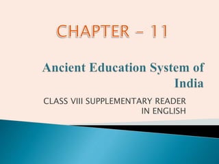 CLASS VIII SUPPLEMENTARY READER
IN ENGLISH
 