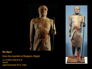Ka-Aper
from his mastaba at Saqqara, Egypt
ca. 2,450-2,350 B.C.E.
wood
approximately 43 in. high
 