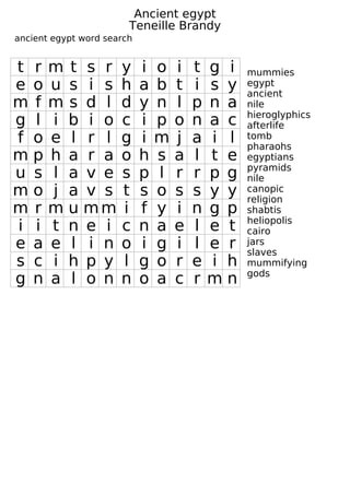 Ancient egypt word search