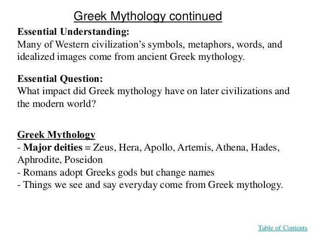 The Impact of Greek Mythology on Western