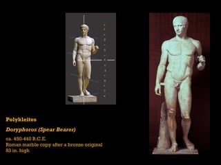 Polykleitos Doryphoros (Spear Bearer) ca. 450-440 B.C.E. Roman marble copy after a bronze original 83 in. high 