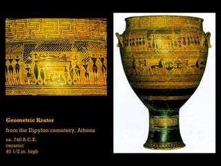 Geometric Krater from the Dipylon cemetery, Athens ca. 740 B.C.E. ceramic 40 1/2 in. high 