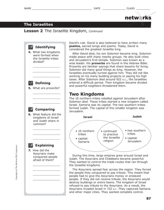 Ancient israel lesson 1 4 homework