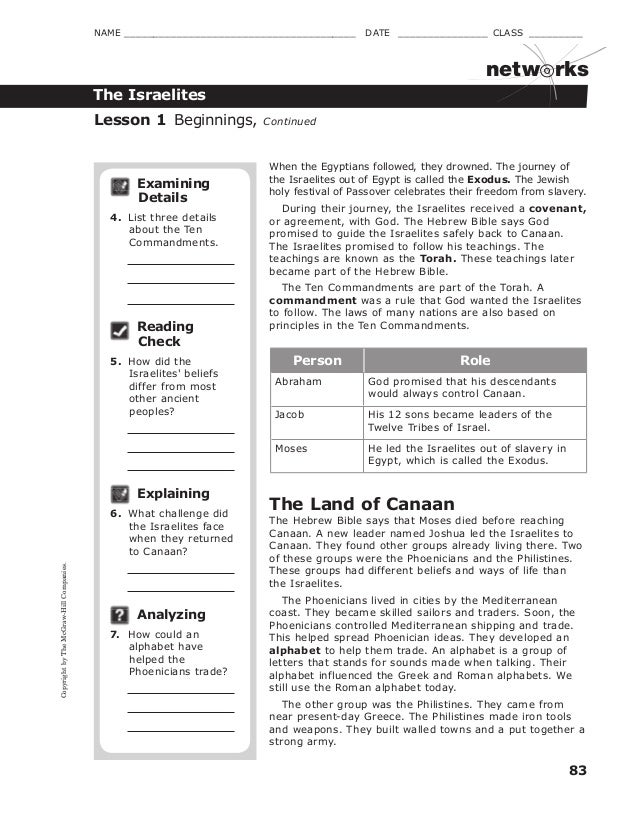 Ancient Israel Lesson 1 4 Homework