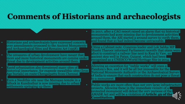Ancient monuments and archaeological sites and remains act PPT
