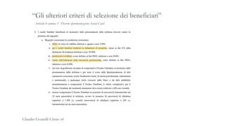 Articolo 4 comma 3 - Decreto sperimentazione Social Card
“Gli ulteriori criteri di selezione dei beneficiari”
Claudio Goatelli Clesius srl
 