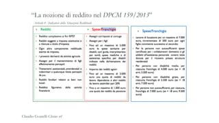 Articolo 4 - Indicatore della Situazione Reddituale
“La nozione di reddito nel DPCM 159/2013”
Claudio Goatelli Clesius srl
 
