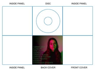 DISC INSIDE PANELINSIDE PANEL
INSIDE PANEL FRONT COVERBACK COVER
 