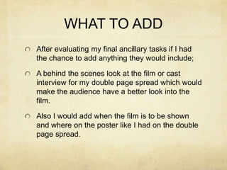INDIVIDUALTYThe use of the white Polaroid picture on the black background firstly entices the viewer to the main point of the poster being the large 1970 title and the retro style photo.The simplicity of the contrasting monochrome colours will stand out from others and draws the eyes the central colour picture.I feel that my poster gives the impression of the film in one glance as it portrays a contrast between past and present.This challenges conventions of other posters as they are usually designed to fill the whole space provided .