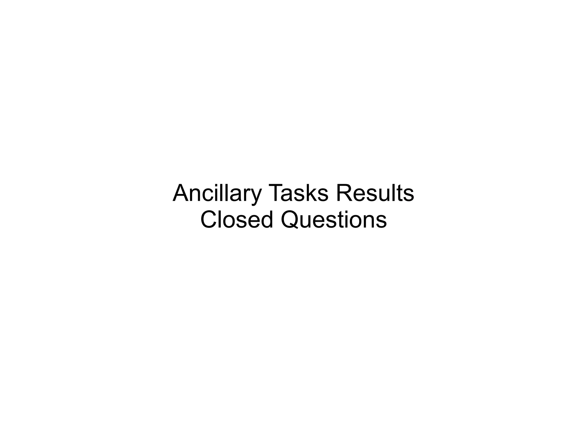 Ancillary Tasks Results
Closed Questions