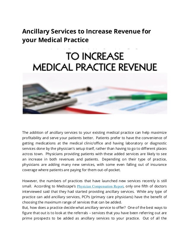 Ancillary services to increase revenue for your medical practice