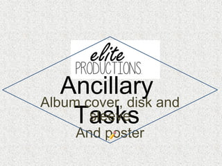Ancillary
Tasks
Album cover, disk and
sleeve
And poster
 