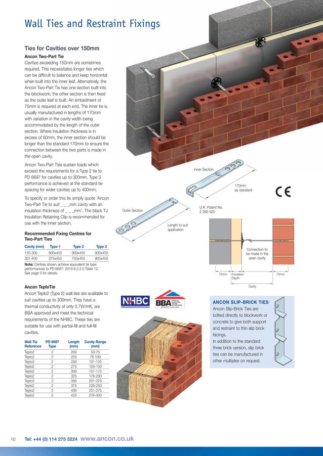 Ancon Wall Ties and Restraint Fixings for Brick, Block and Stone