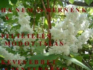 HA NEM ISMERNÉNK A  FELTÉTELES MÓDOT,TALÁN  KEVESEBBET SZENVEDNÉNK, DE MI MARADNA BELŐLÜNK ? 