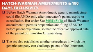 Hatch Amendment ABBREVIATED NEW DRUG APPLICATION (ANDA),INVESTICATION OF MEDICINAL ...