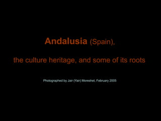 Andalusia  (Spain), Photographed by Jair (Yair) Moreshet, February 2005 the culture heritage, and some of its roots 