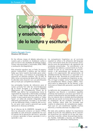 En Portada nº 66




          Competencia lingüística
          y enseñanza
          de la lectura y escritura

Catalina...